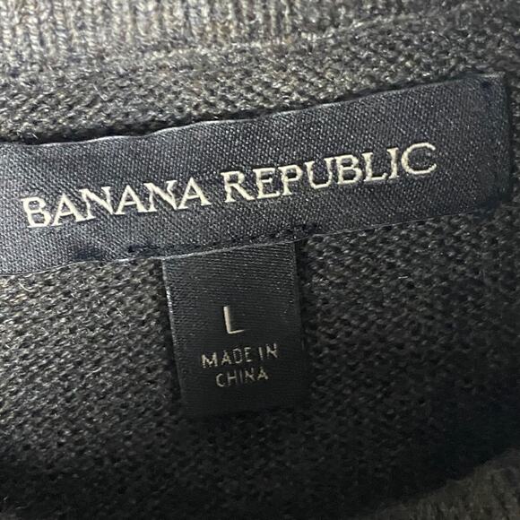 Banana Republic Mens Zip Up Cardigan Size Large Buckle Neck Sweater Neutral Prep - Picture 4 of 10